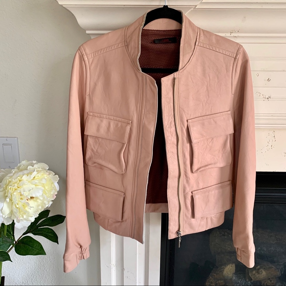 Ubis 💯 Leather Moto Jacket Blush Pink, Sz XS